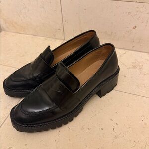 & Other Stories Black Leather Chunky Lug Penny Loafers
